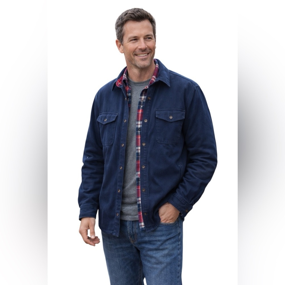Lands’ End Flannel-Lined Shirt Jacket – Men’s Sz M (38–40) Traditional Fit